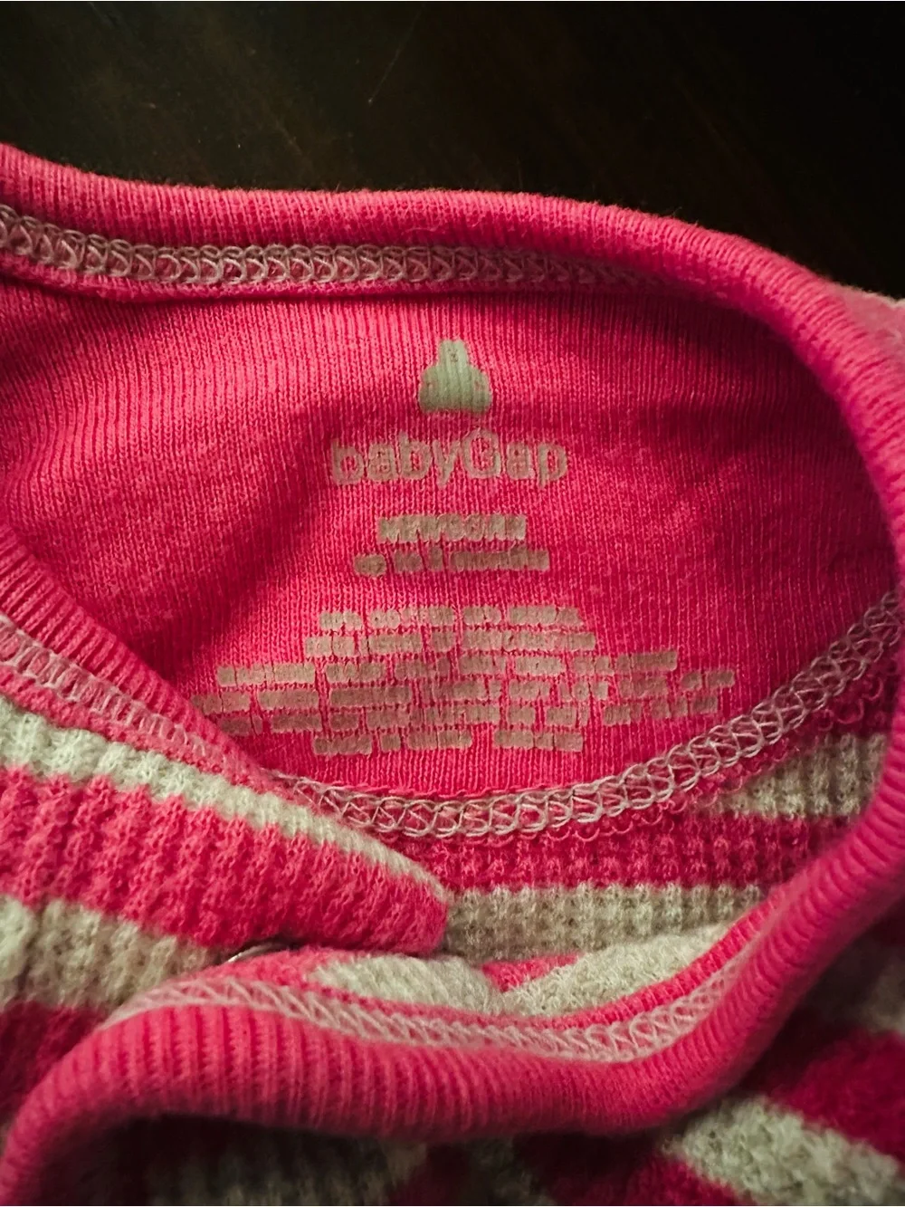 GAP baby Pink & White Striped Long Sleeve Baby Onesie